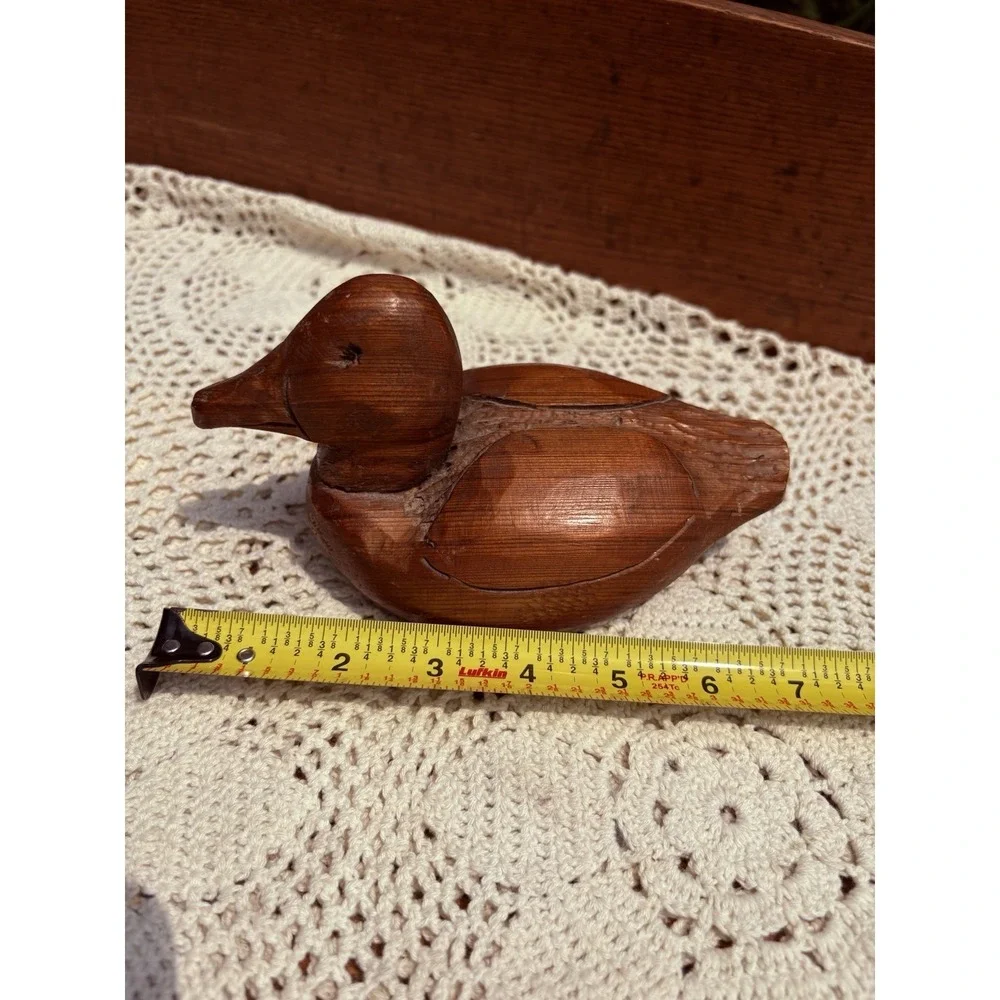 Vintage  Rustic Primitive Wooden Duck Hand Carved 7